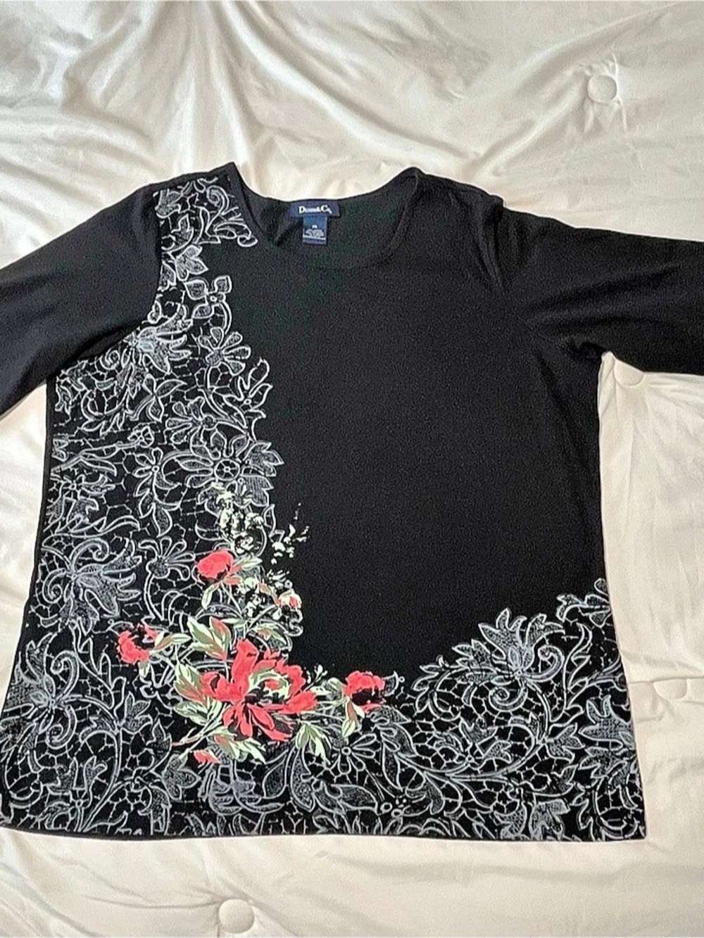 Denim & Co. Floral Print Top Size 2X Like New